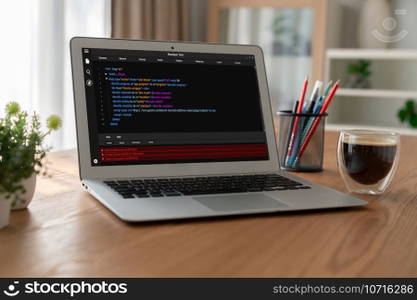 Software development programming on computer screen for modish application and program coding. Software development programming on computer screen for modish application