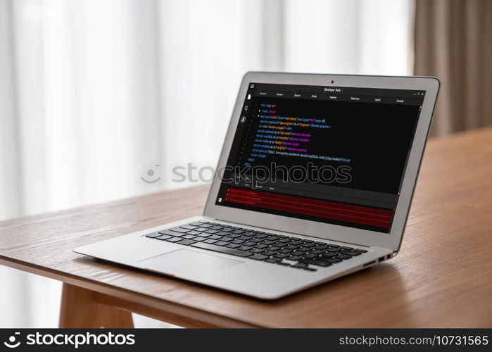 Software development programming on computer screen for modish application and program coding. Software development programming on computer screen for modish application