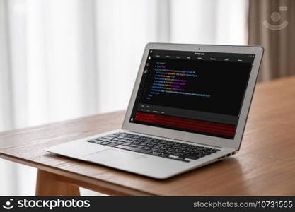 Software development programming on computer screen for modish application and program coding. Software development programming on computer screen for modish application