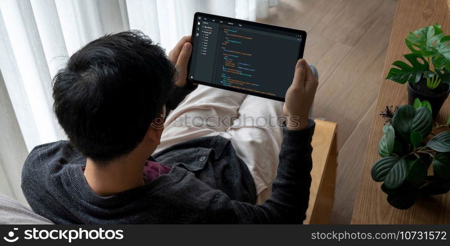 Software development programming on computer screen for modish application and program coding. Software development programming on computer screen for modish application