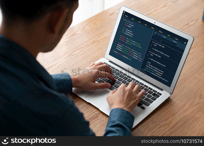 Software development programming on computer screen for modish application and program coding. Software development programming on computer screen for modish application