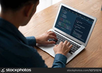 Software development programming on computer screen for modish application and program coding. Software development programming on computer screen for modish application
