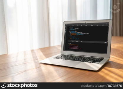 Software development programming on computer screen for modish application and program coding. Software development programming on computer screen for modish application