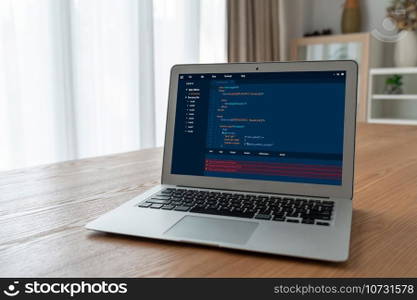 Software development programming on computer screen for modish application and program coding. Software development programming on computer screen for modish application