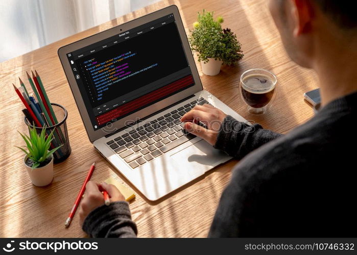 Software development programming on computer screen for modish application and program coding. Software development programming on computer screen for modish application