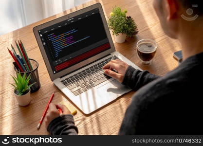 Software development programming on computer screen for modish application and program coding. Software development programming on computer screen for modish application