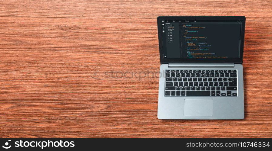 Software development programming on computer screen for modish application and program coding. Software development programming on computer screen for modish application
