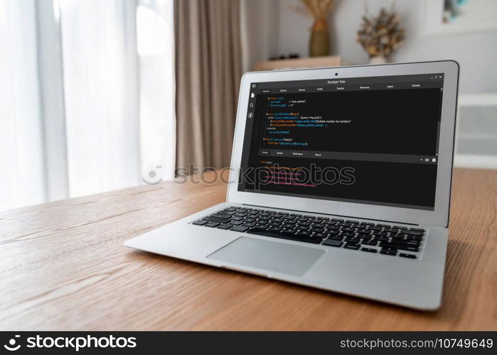 Software development programming on computer screen for modish application and program coding. Software development programming on computer screen for modish application