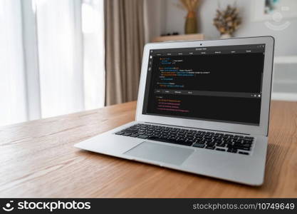 Software development programming on computer screen for modish application and program coding. Software development programming on computer screen for modish application