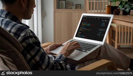 Software development programming on computer screen for modish application and program coding. Software development programming on computer screen for modish application