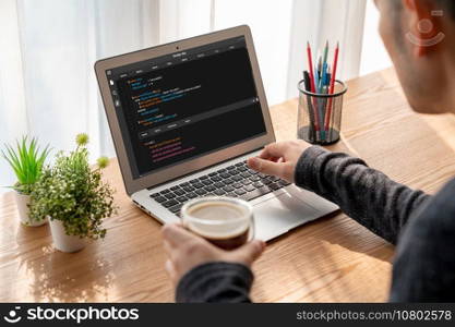 Software development programming on computer screen for modish application and program coding. Software development programming on computer screen for modish application