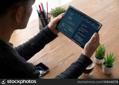 Software development programming on computer screen for modish application and program coding. Software development programming on computer screen for modish application