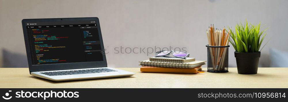 Software development programming on computer screen for modish application and program coding. Software development programming on computer screen for modish application