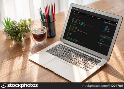 Software development programming on computer screen for modish application and program coding. Software development programming on computer screen for modish application