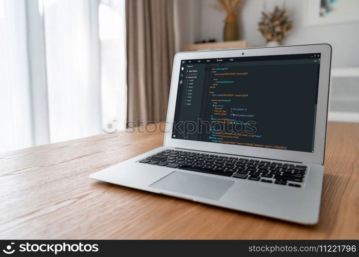 Software development programming on computer screen for modish application and program coding. Software development programming on computer screen for modish application