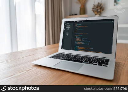 Software development programming on computer screen for modish application and program coding. Software development programming on computer screen for modish application