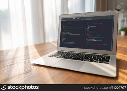 Software development programming on computer screen for modish application and program coding. Software development programming on computer screen for modish application