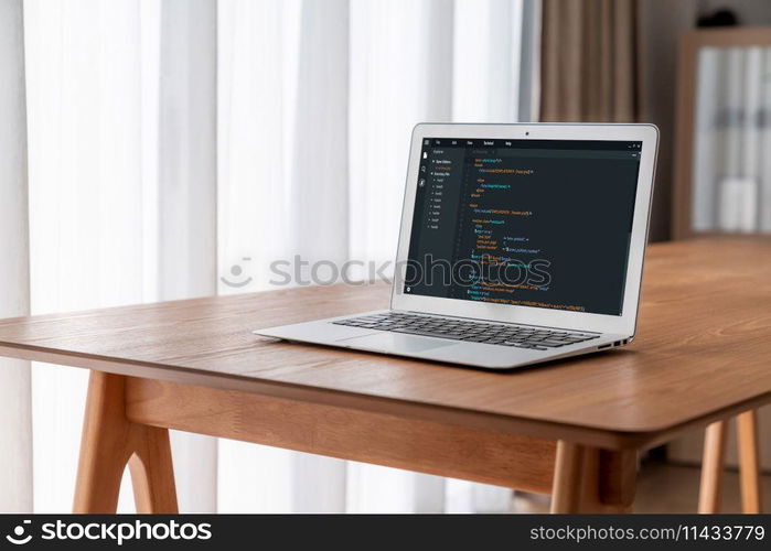 Software development programming on computer screen for modish application and program coding. Software development programming on computer screen for modish application