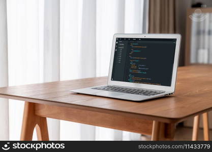 Software development programming on computer screen for modish application and program coding. Software development programming on computer screen for modish application