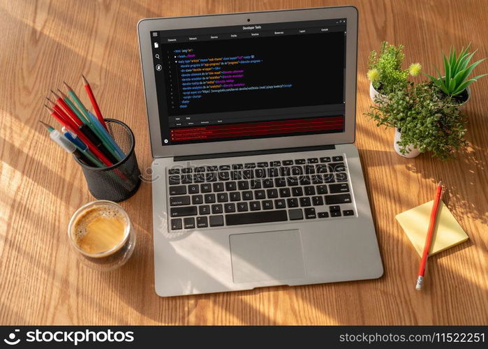 Software development programming on computer screen for modish application and program coding. Software development programming on computer screen for modish application