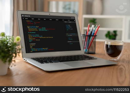 Software development programming on computer screen for modish application and program coding. Software development programming on computer screen for modish application