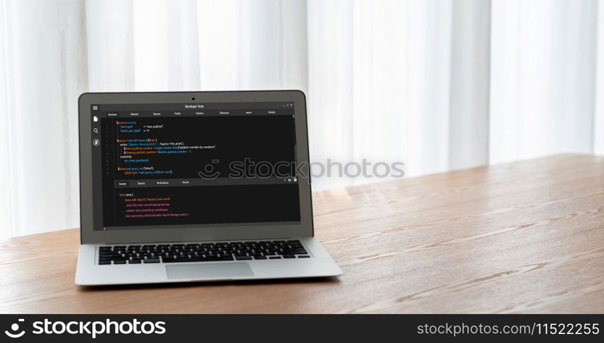 Software development programming on computer screen for modish application and program coding. Software development programming on computer screen for modish application