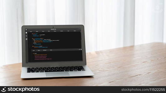 Software development programming on computer screen for modish application and program coding. Software development programming on computer screen for modish application