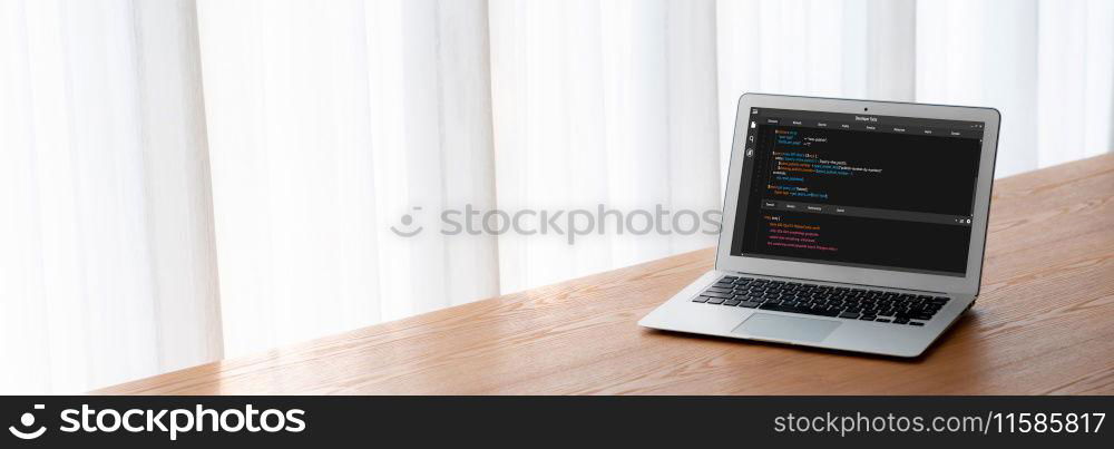 Software development programming on computer screen for modish application and program coding. Software development programming on computer screen for modish application