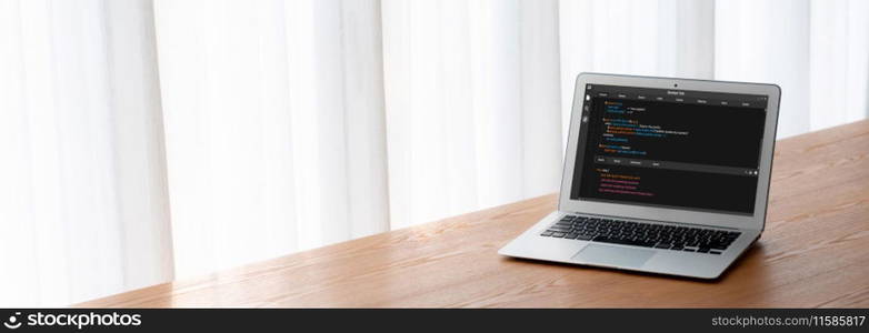 Software development programming on computer screen for modish application and program coding. Software development programming on computer screen for modish application