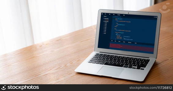 Software development programming on computer screen for modish application and program coding. Software development programming on computer screen for modish application