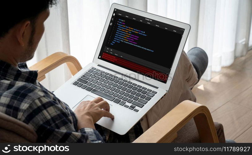 Software development programming on computer screen for modish application and program coding. Software development programming on computer screen for modish application