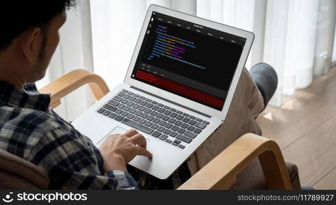 Software development programming on computer screen for modish application and program coding. Software development programming on computer screen for modish application
