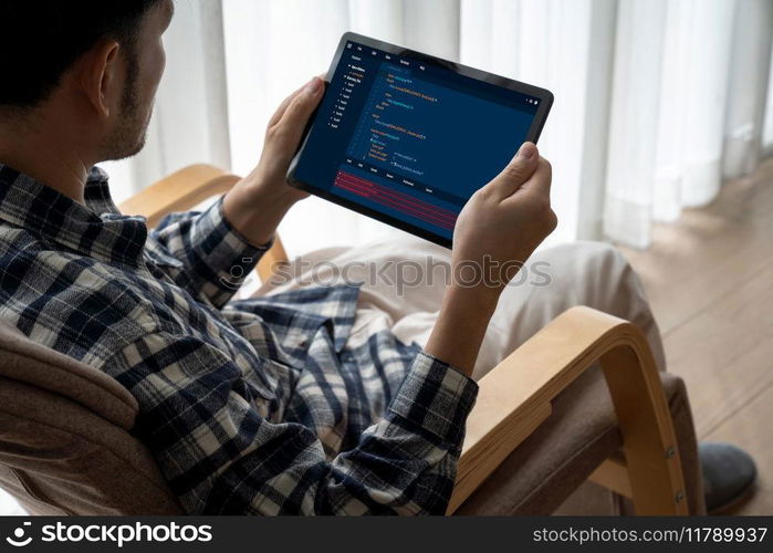 Software development programming on computer screen for modish application and program coding. Software development programming on computer screen for modish application