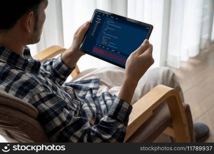 Software development programming on computer screen for modish application and program coding. Software development programming on computer screen for modish application