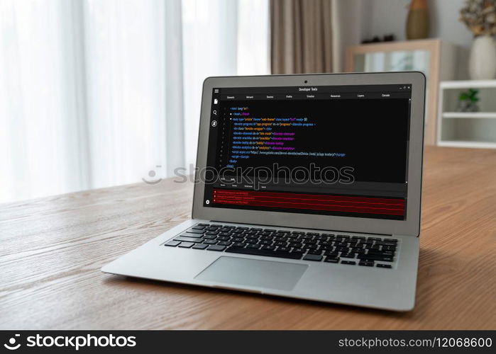 Software development programming on computer screen for modish application and program coding. Software development programming on computer screen for modish application