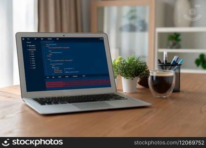 Software development programming on computer screen for modish application and program coding. Software development programming on computer screen for modish application