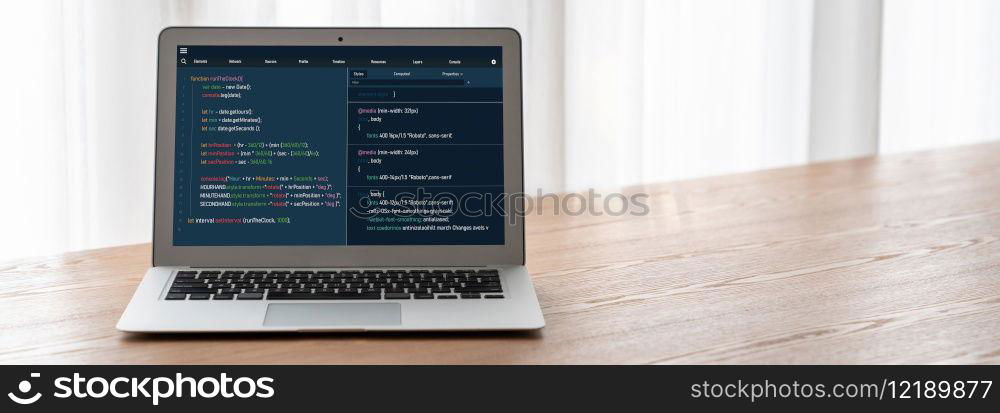Software development programming on computer screen for modish application and program coding. Software development programming on computer screen for modish application