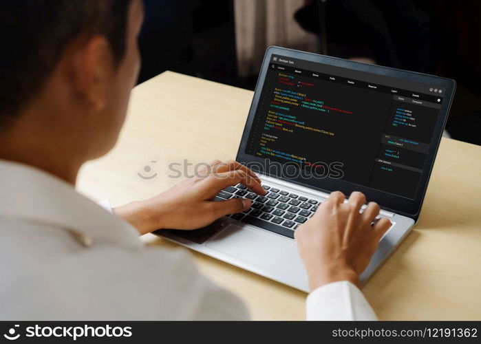 Software development programming on computer screen for modish application and program coding. Software development programming on computer screen for modish application