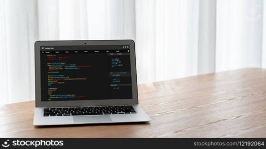 Software development programming on computer screen for modish application and program coding. Software development programming on computer screen for modish application