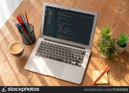 Software development programming on computer screen for modish application and program coding. Software development programming on computer screen for modish application