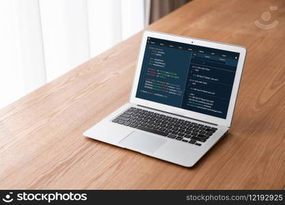 Software development programming on computer screen for modish application and program coding. Software development programming on computer screen for modish application