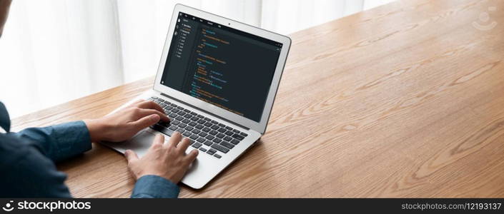 Software development programming on computer screen for modish application and program coding. Software development programming on computer screen for modish application