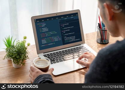 Software development programming on computer screen for modish application and program coding. Software development programming on computer screen for modish application
