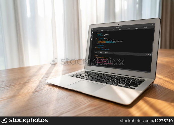 Software development programming on computer screen for modish application and program coding. Software development programming on computer screen for modish application