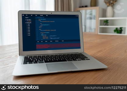 Software development programming on computer screen for modish application and program coding. Software development programming on computer screen for modish application