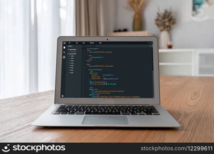 Software development programming on computer screen for modish application and program coding. Software development programming on computer screen for modish application