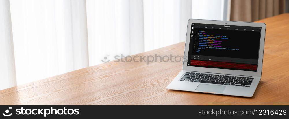 Software development programming on computer screen for modish application and program coding. Software development programming on computer screen for modish application