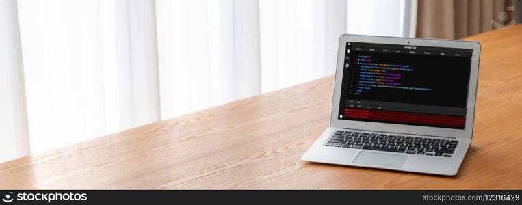 Software development programming on computer screen for modish application and program coding. Software development programming on computer screen for modish application