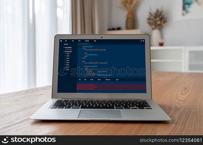 Software development programming on computer screen for modish application and program coding. Software development programming on computer screen for modish application