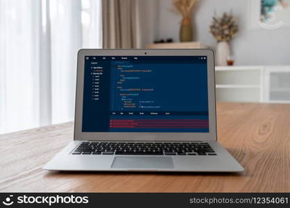 Software development programming on computer screen for modish application and program coding. Software development programming on computer screen for modish application